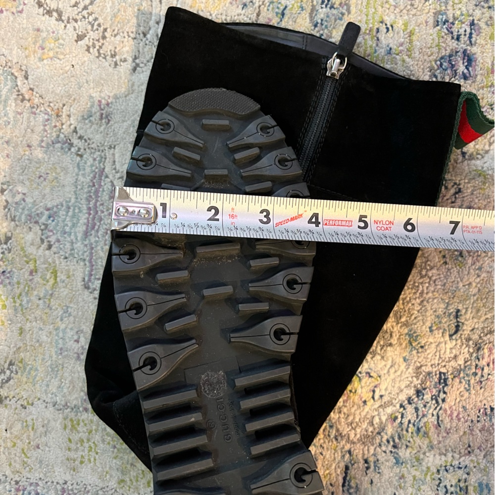 Gucci Meguro Black Suede Luxury Tall Winter Snow Zip Bike Riding Boot Size 10 - Picture 8 of 14